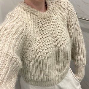 Zara Cream Knit Sweater - Crew Neck